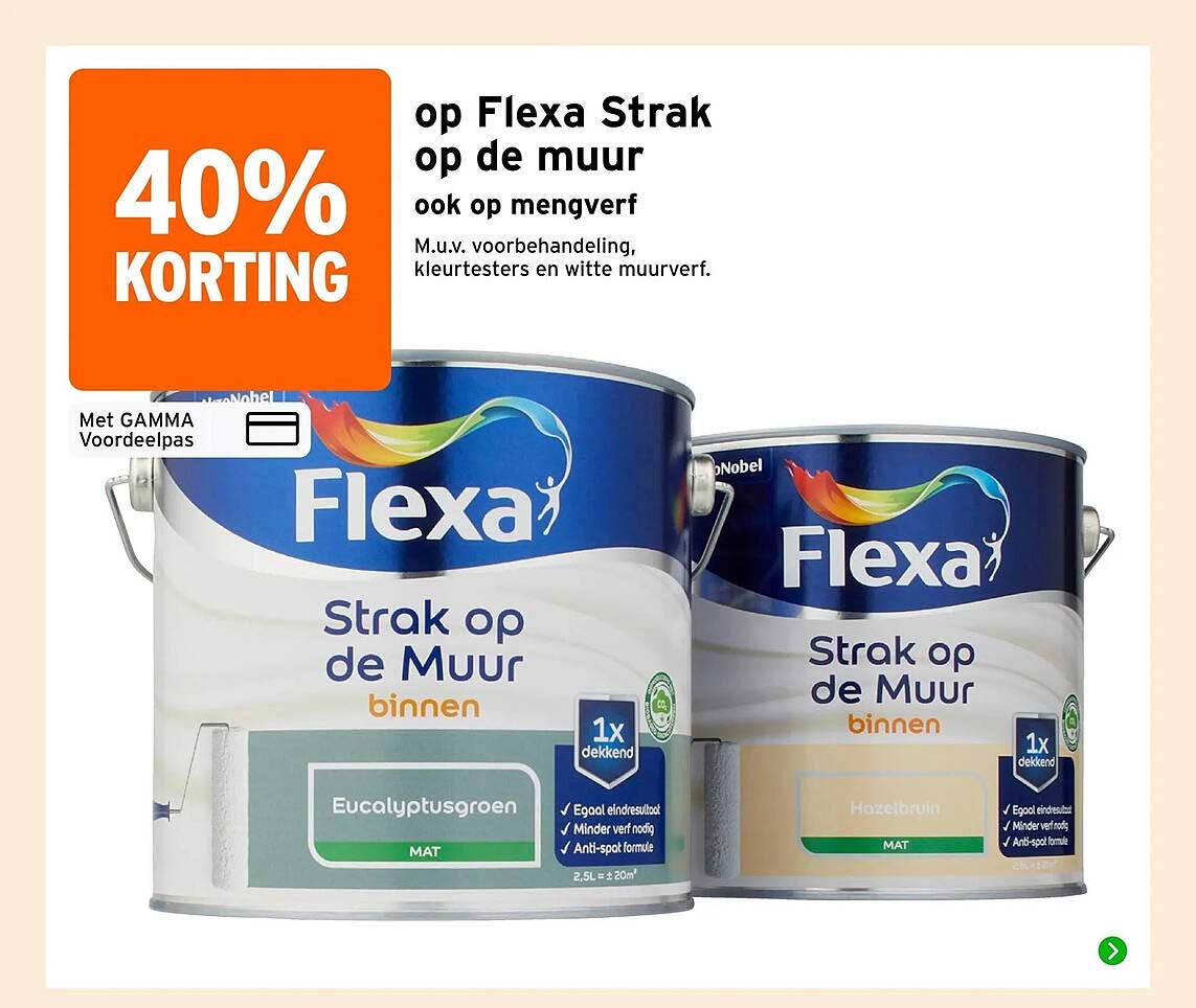 op Flexa Strak op de muur ook op mengverf 40% KORTING