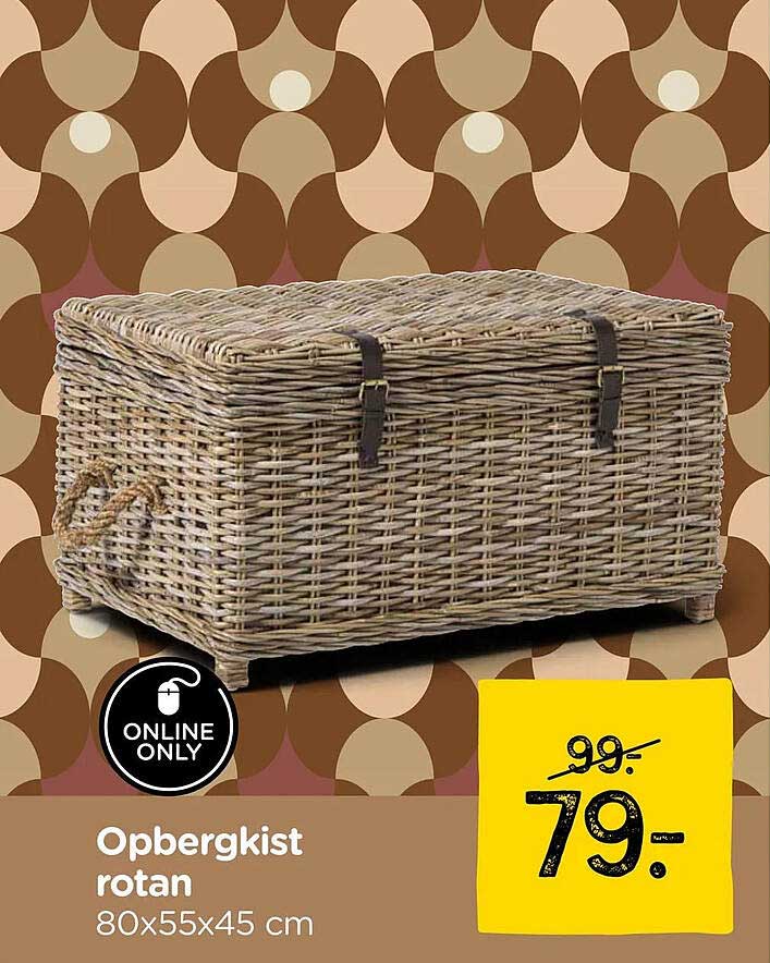 Opbergkist rotan 80x55x45 cm