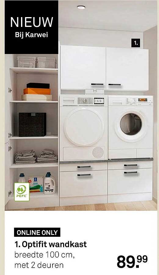 Optifit wandkast breedte 100 cm, met 2 deuren
