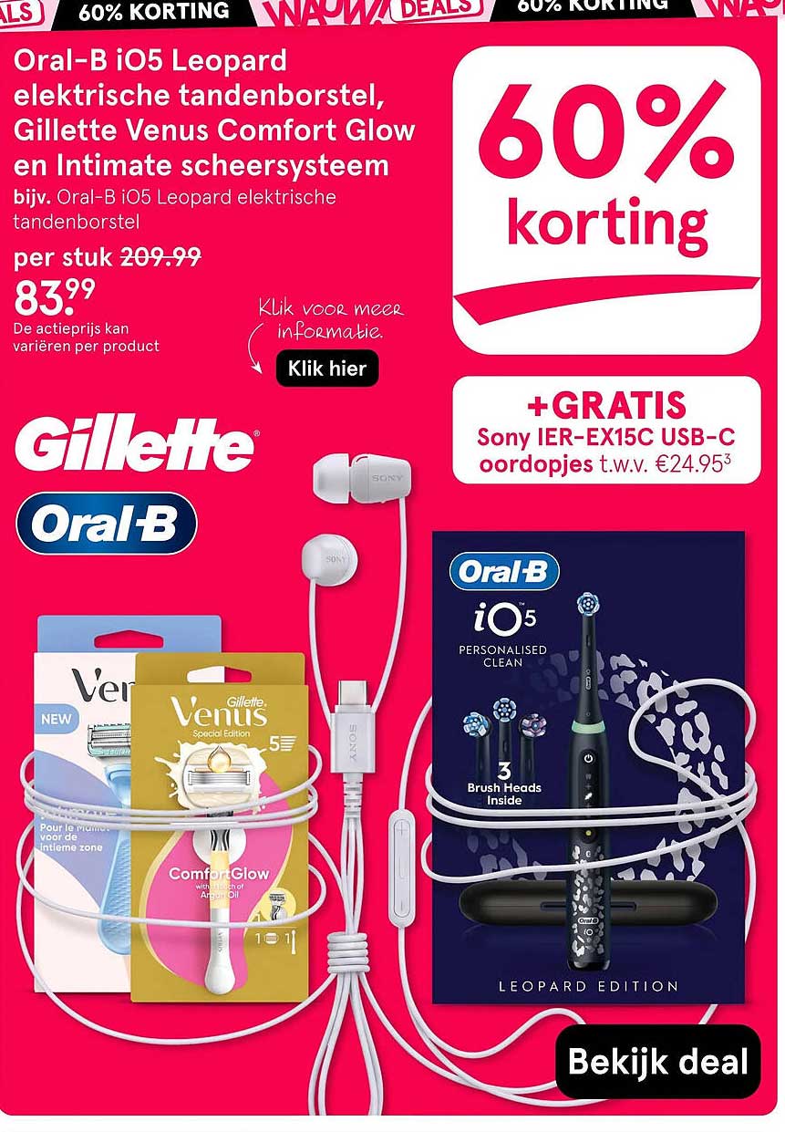 Oral-B iO5 Leopard elektrische tandenborstel, Gillette Venus Comfort Glow en Intimate scheersysteem