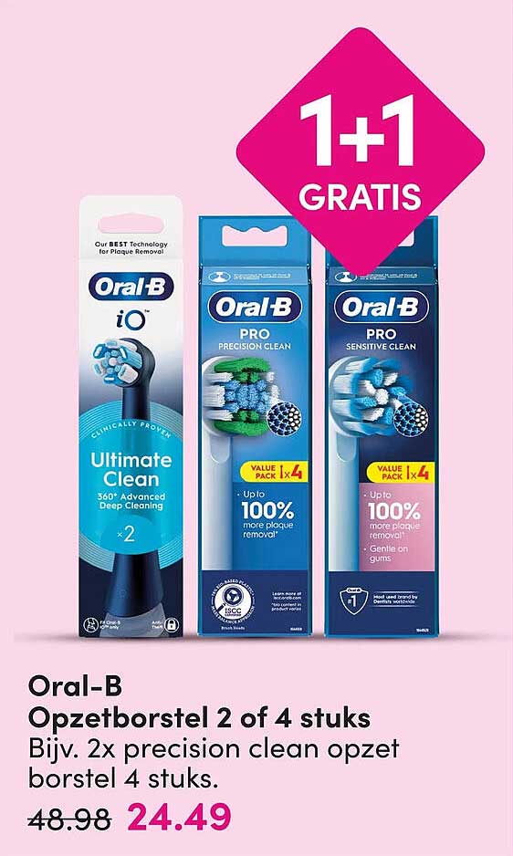 Oral-B Opzetborstel 2 of 4 stuks 1+1 GRATIS