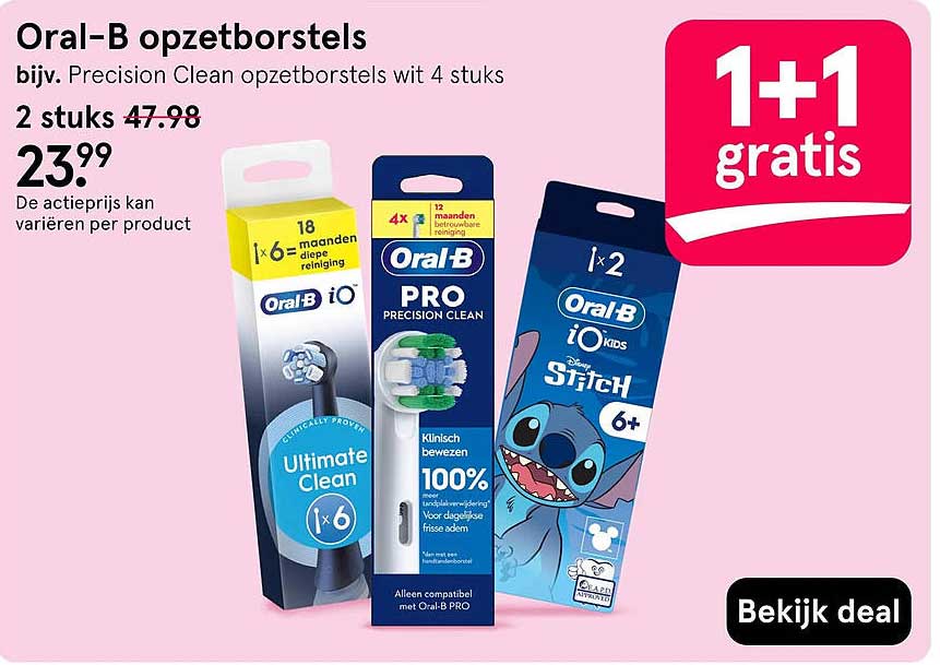 Oral-B opzetborstels 1+1 gratis