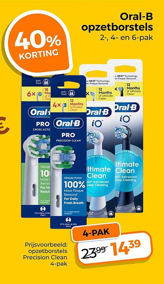 Oral-B opzetborstels 2-, 4- en 6-pak 40% KORTING