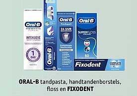 ORAL-B tandpasta, handtandenborstels, floss en FIXODENT