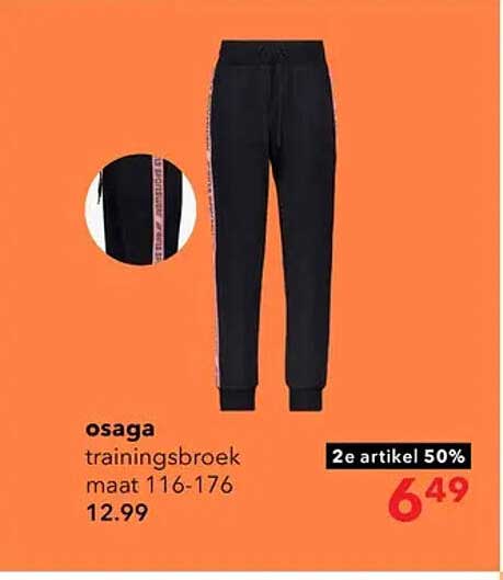 osaga trainingsbroek maat 116-176 2e artikel 50%
