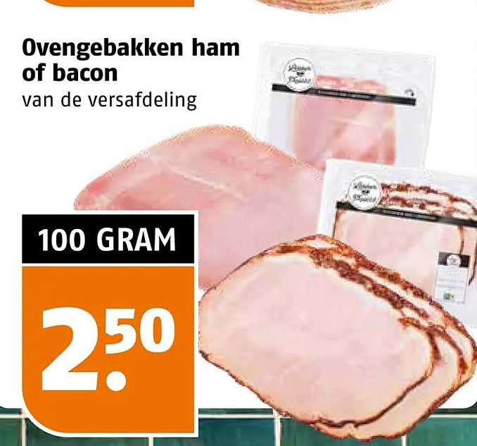 Ovengebakken ham of bacon van de versafdeling
