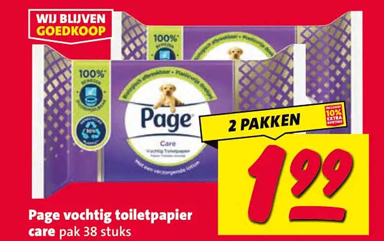 Page vochtig toiletpapier care pak 38 stuks 2 pakken