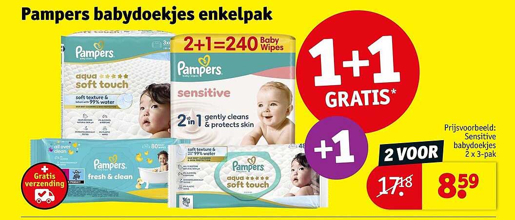 Pampers babydoekjes enkelpak 1+1 GRATIS*