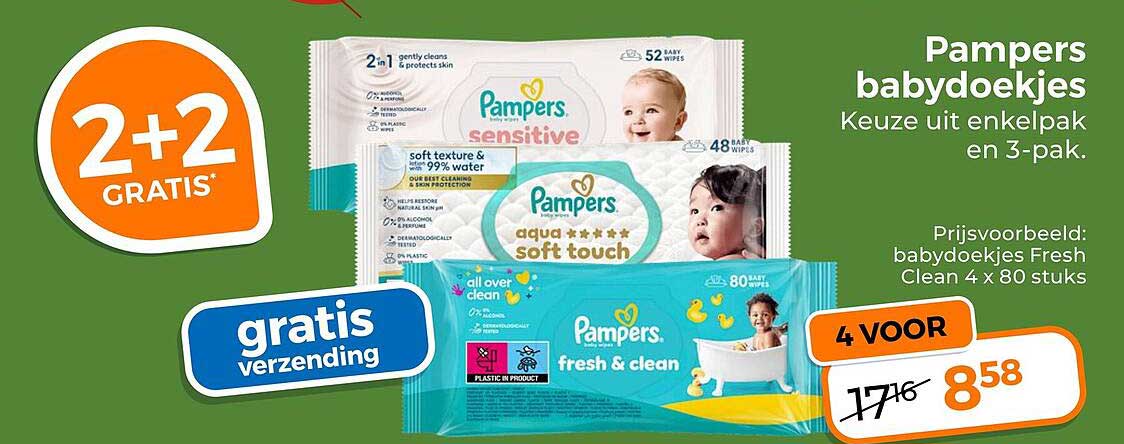 Pampers babydoekjes Keuze uit enkelpak en 3-pak. 2+2 gratis