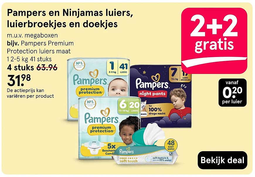 Pampers en Ninjamas luiers, luierbroekjes en doekjes 2+2 gratis