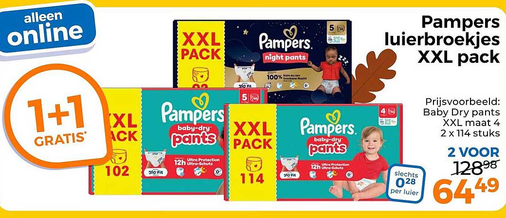 Pampers luiersbroekjes XXL pack 1+1 gratis
