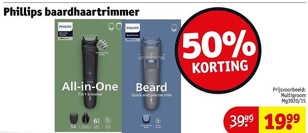 Philips baardtrimmer 50% korting
