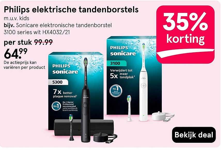 Philips elektrische tandenborstels 35% korting
