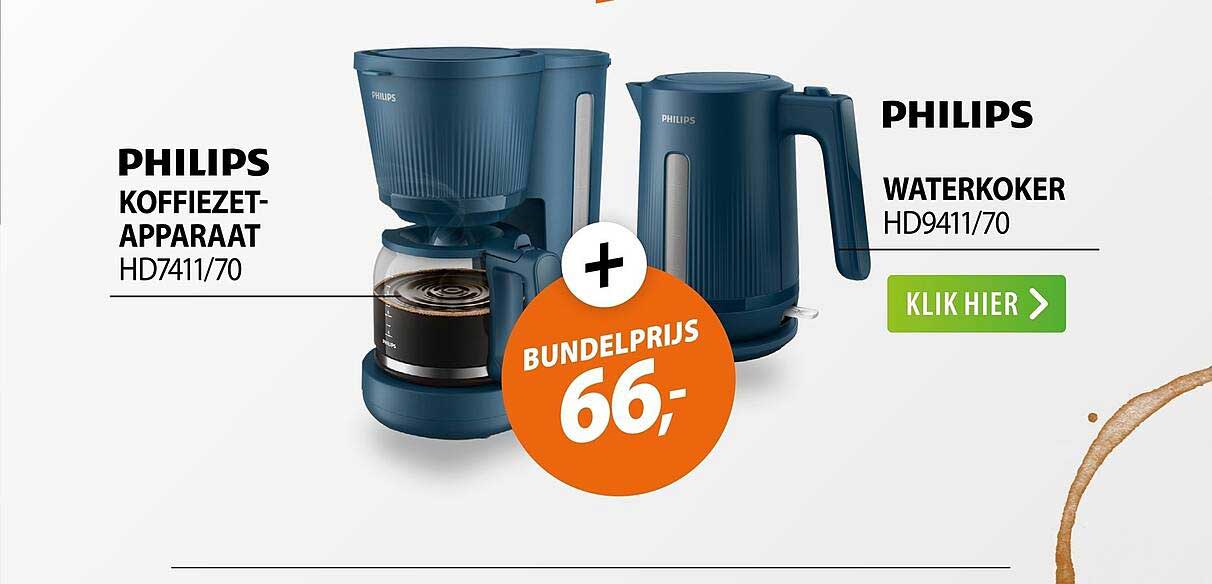 PHILIPS KOFFIEZET-APPARAAT HD7411/70 + PHILIPS WATERKOKER HD9411/70
