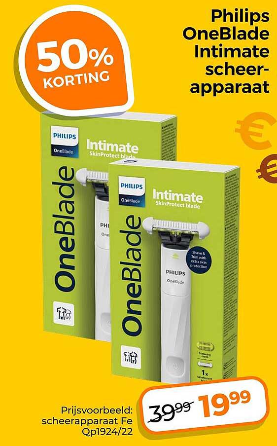 Philips OneBlade Intimate scheerapparaat 50% korting