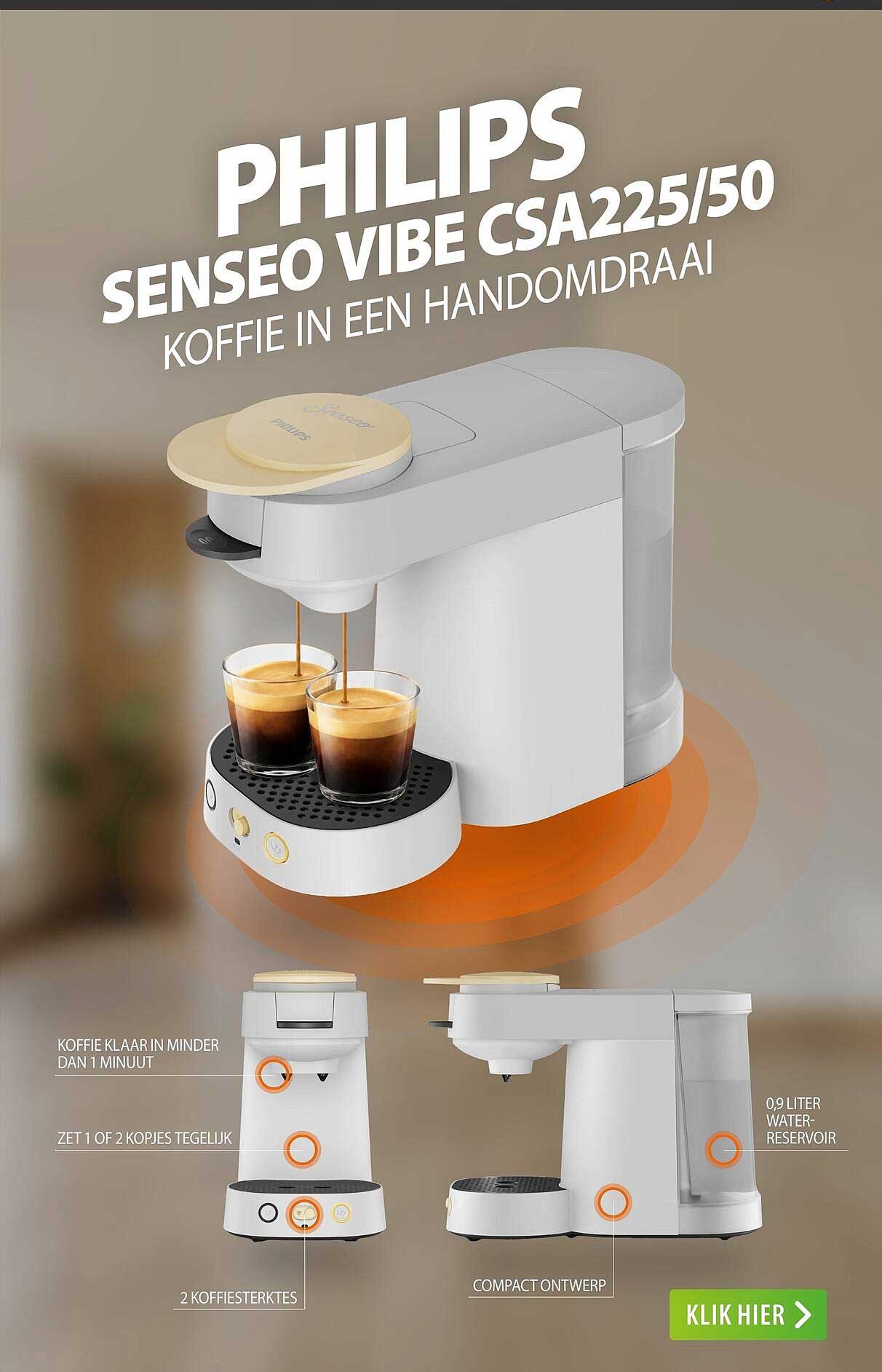 PHILIPS SENSEO VIBE CSA225/50 KOFFIE IN EEN HANDOMDRAAI