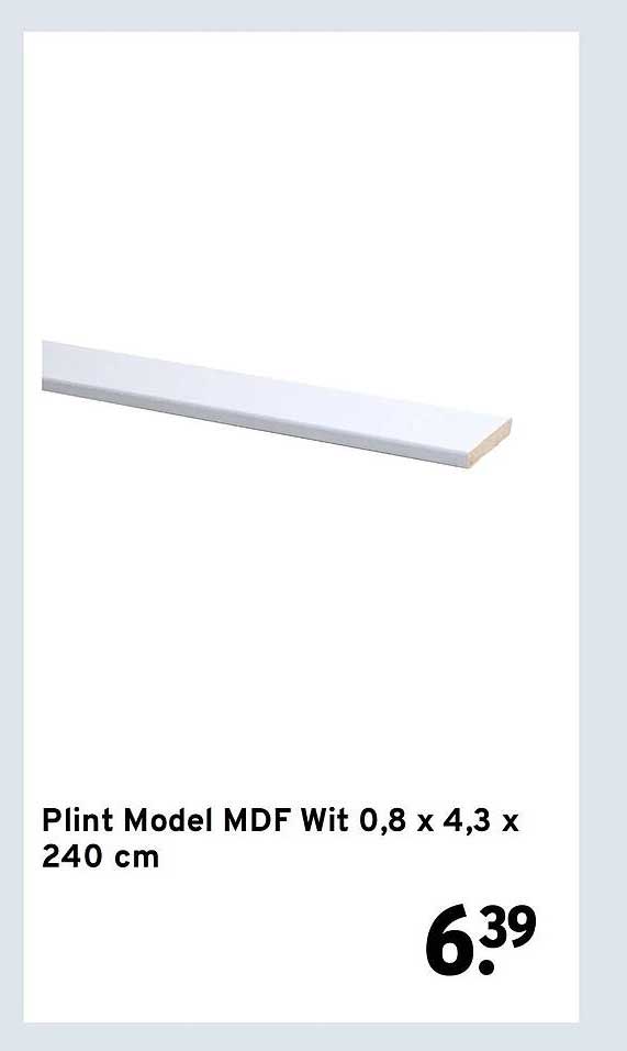 Plint Model MDF Wit 0,8 x 4,3 x 240 cm