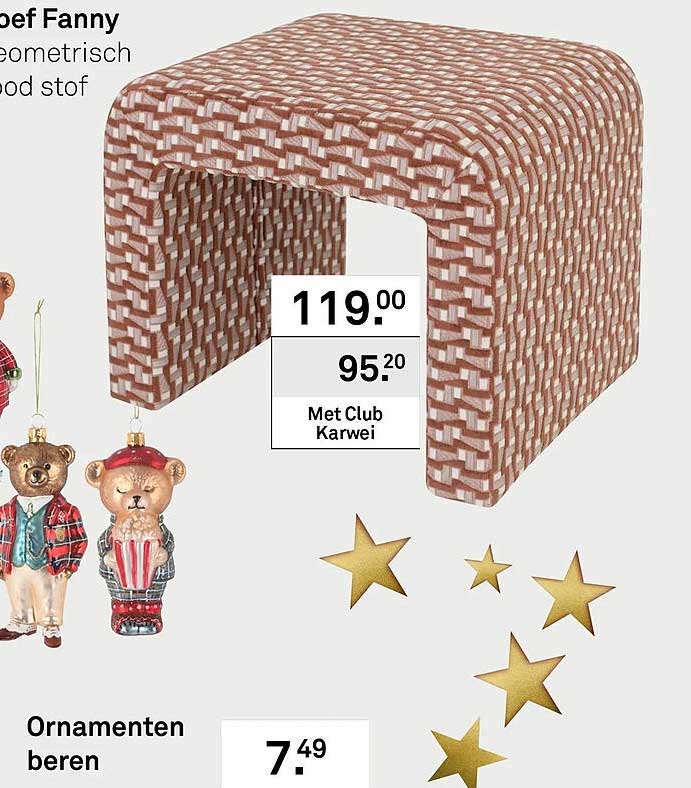 Poef Fanny geometrisch rood stof