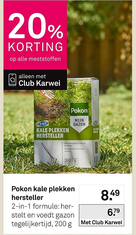Pokon kale plekken hersteller 2-in-1 formule: herstelt en voedt gazon tegelijkertijd, 200 g