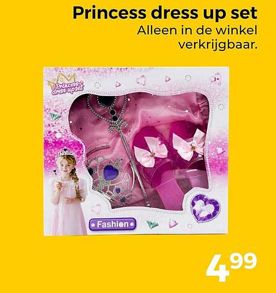 Princess dress up set Alleen in de winkel verkrijgbaar.