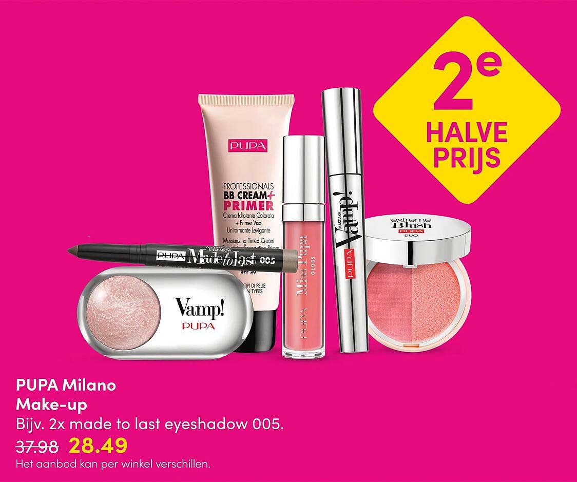 PUPA Milano Make-up Bijv. 2x made to last eyeshadow 005 2e halve prijs