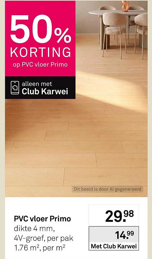 PVC vloer Primo 50% KORTING op PVC vloer Primo