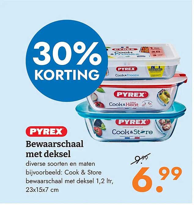 PYREX Bewaarschaal met deksel 30% KORTING