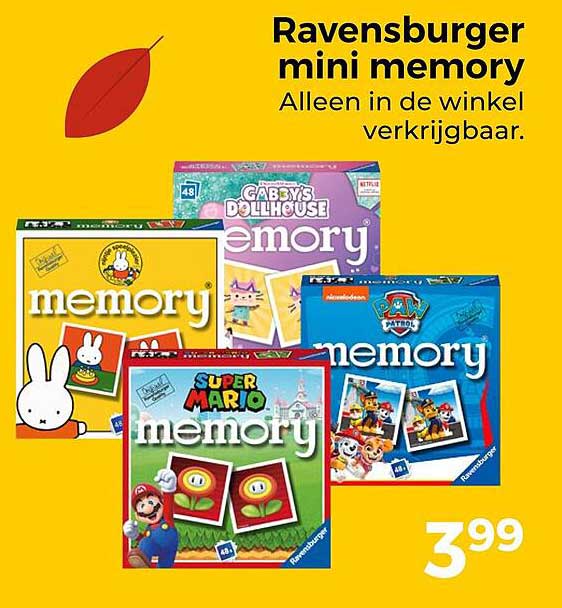 Ravensburger mini memory Alleen in de winkel verkrijgbaar.