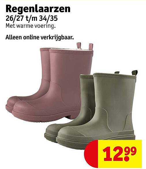 Regenlaarzen 26/27 t/m 34/35 Met warme voering. Alleen online verkrijgbaar.