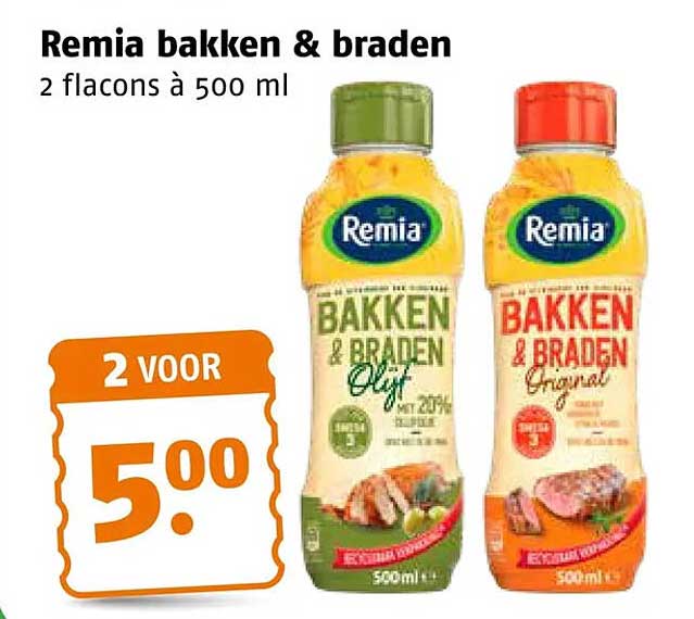 Remia bakken & braden 2 flacons à 500 ml 2 voor 5.00