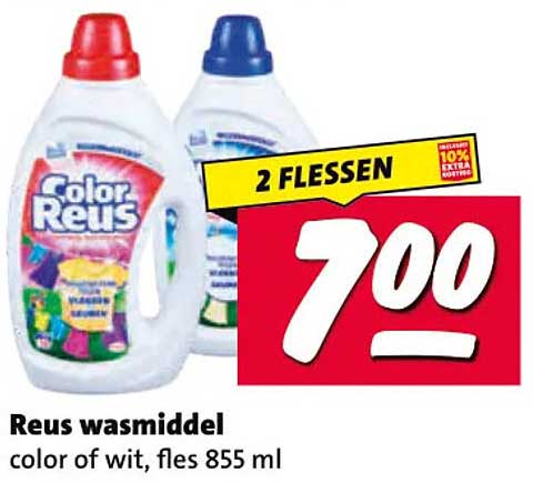 Reus wasmiddel color of wit, fles 855 ml 2 FLESSEN