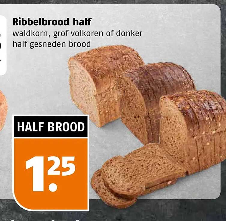 Ribbelbrood half waldkorn, grof volkoren of donker half gesneden brood