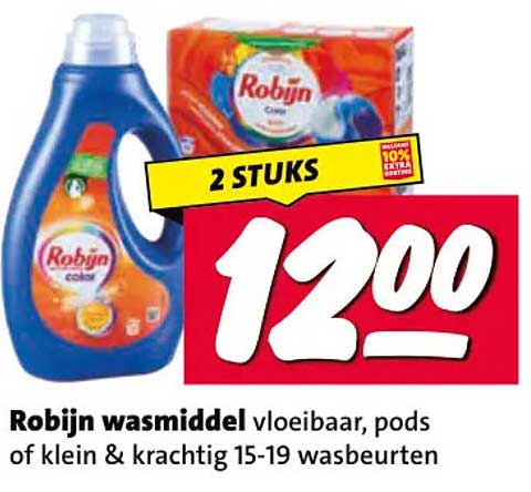 Robijn wasmiddel vloeibaar, pods of klein & krachtig 15-19 wasbeurten 2 STUKS