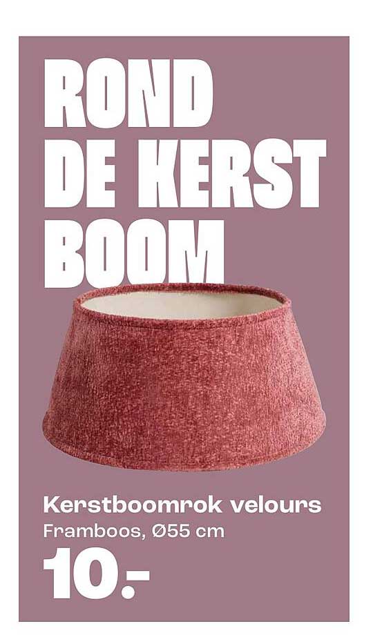 ROND DE KERST BOOM Kerstboomrok velours Framboos, Ø55 cm