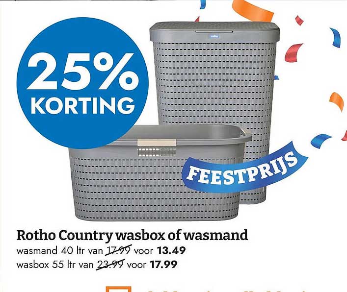 Rotho Country wasbox of wasmand 25% KORTING FEESTPRIJS
