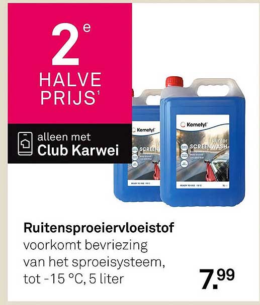Ruitensproeiervloeistof voorkomt bevriezing van het sproeisysteem, tot -15 °C, 5 liter 2e halve prijs