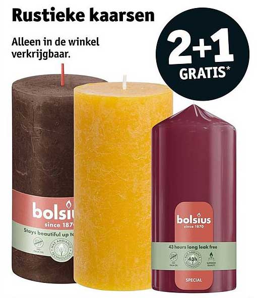 Rustieke kaarsen 2+1 gratis