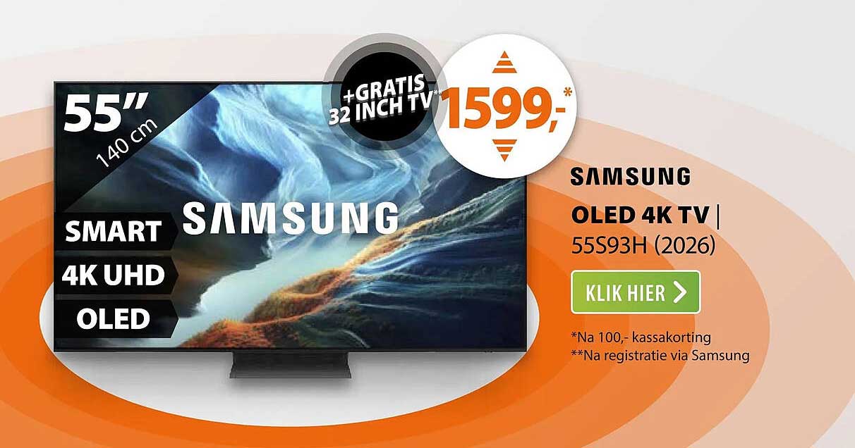 SAMSUNG OLED 4K TV | 55S93H (2026) +GRATIS 32 INCH TV