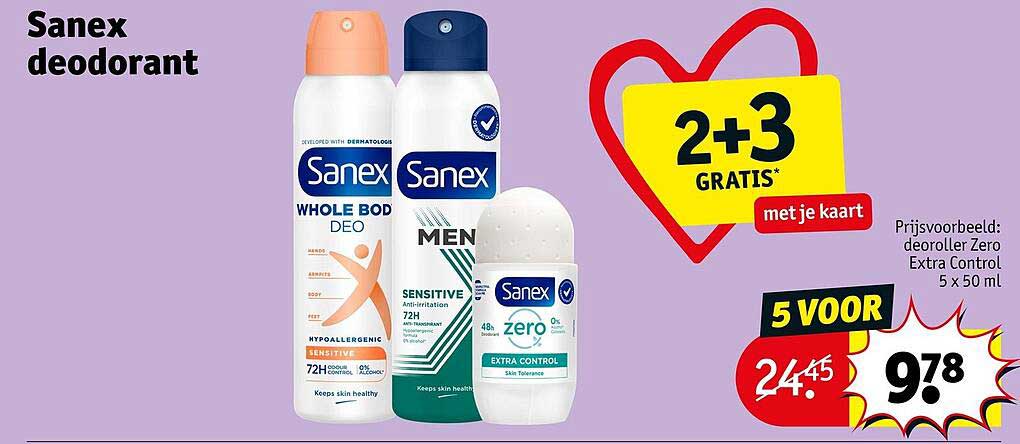 Sanex deodorant 2+3 GRATIS met je kaart