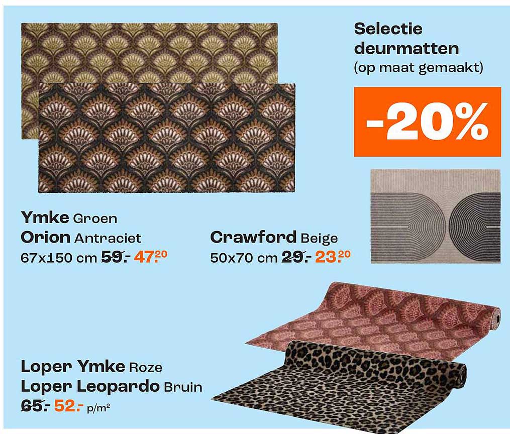 Selectie deurmatten (op maat gemaakt) -20%
