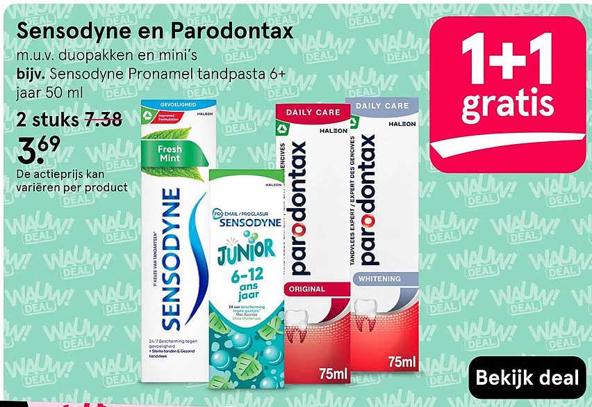 Sensodyne en Parodontax 1+1 gratis