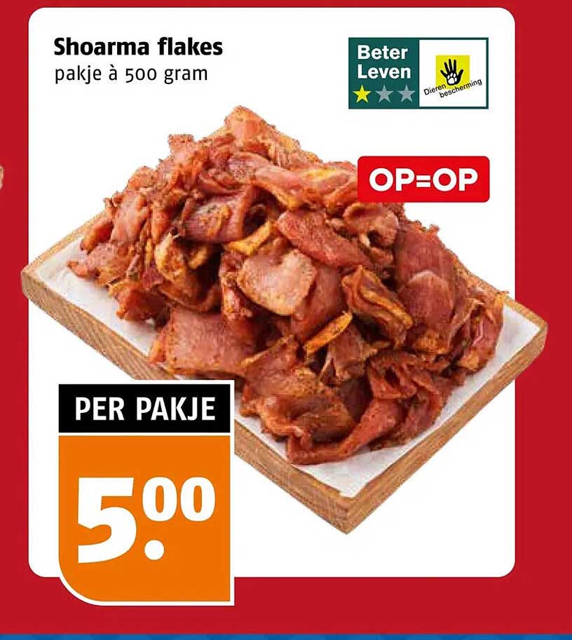 Shoarma flakes pakje à 500 gram OP=OP