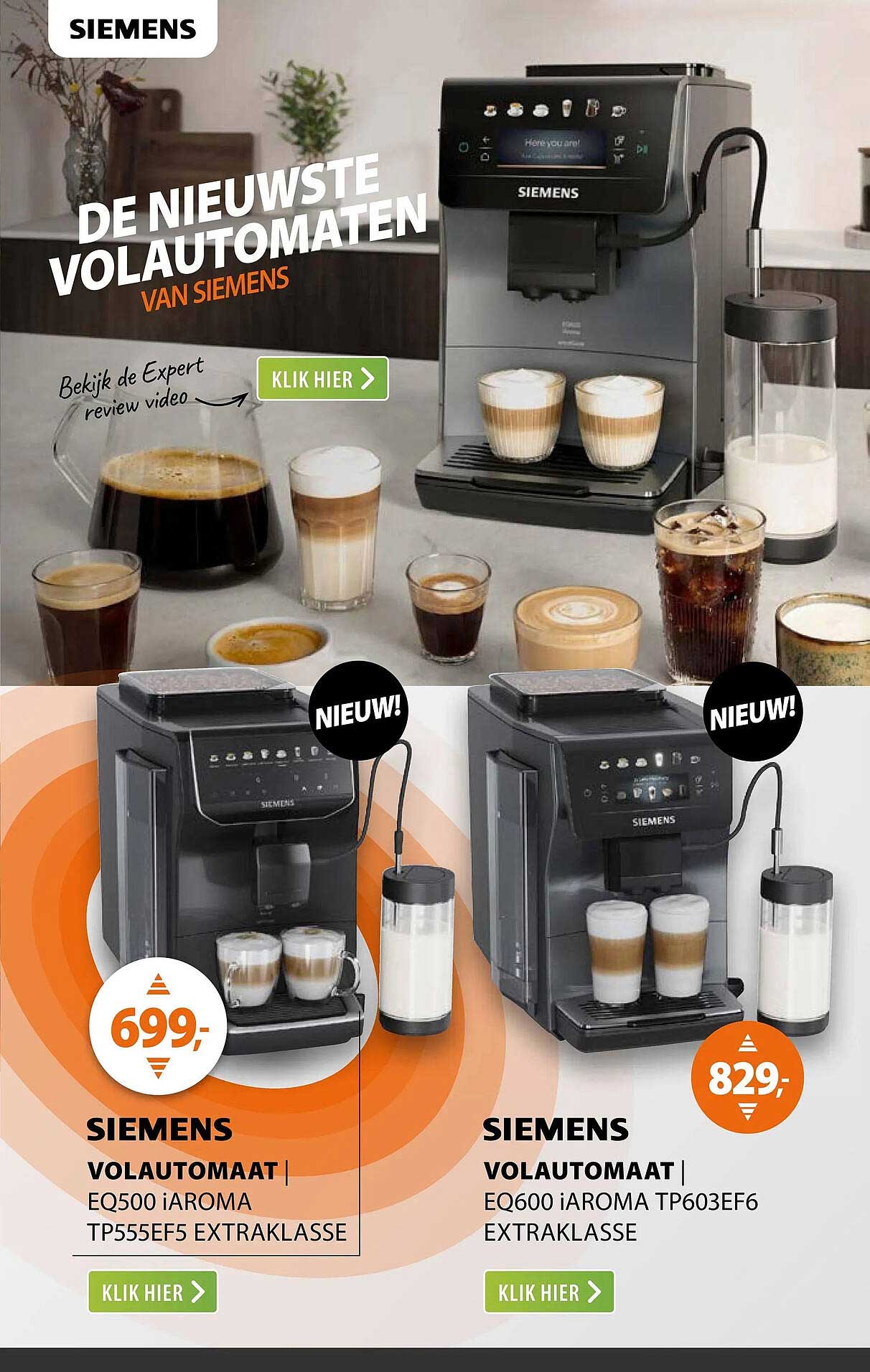 SIEMENS VOLAUTOMAAT | EQ500 iAROMA TP555EF5 EXTRAKLASSE