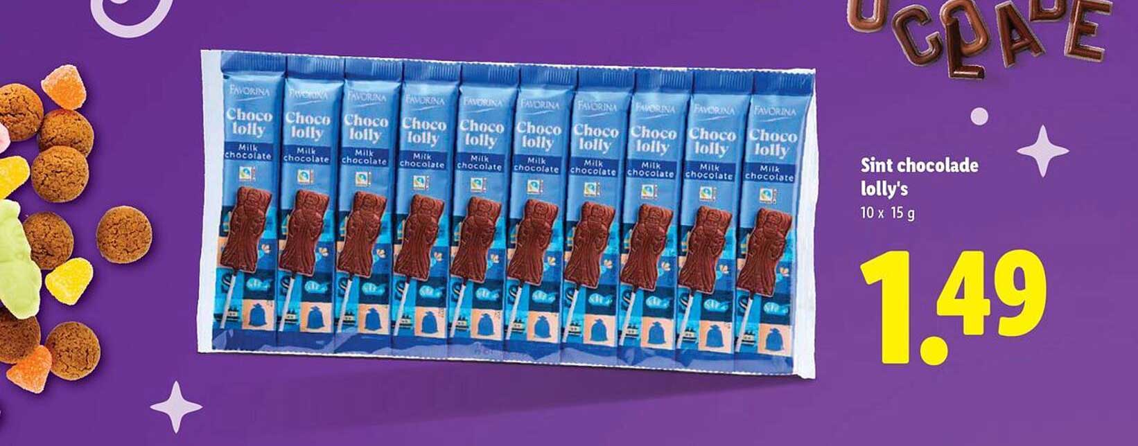 Sint chocolade lolly's 10 x 15 g