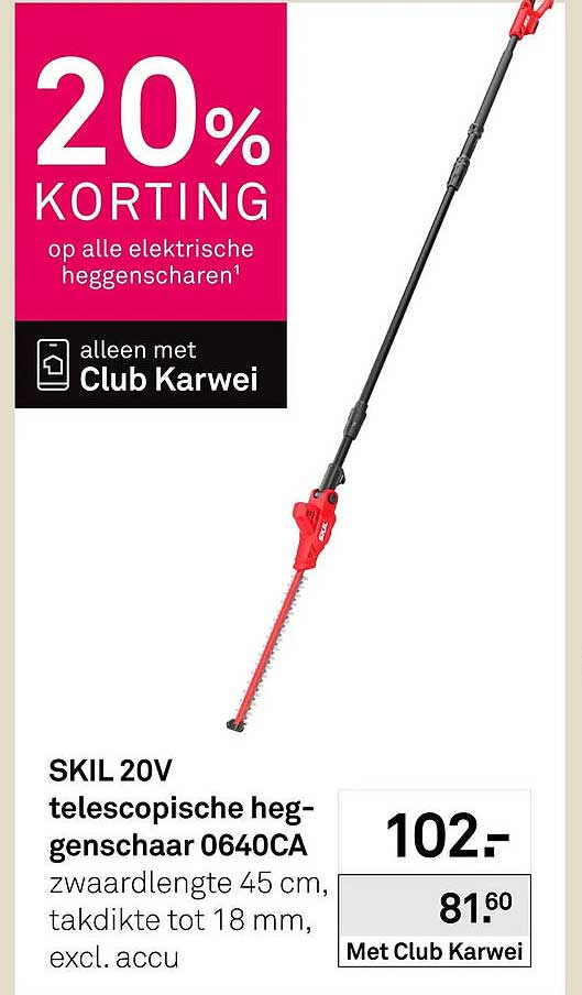 SKIL 20V telescopische heggenschaar 0640CA 20% KORTING