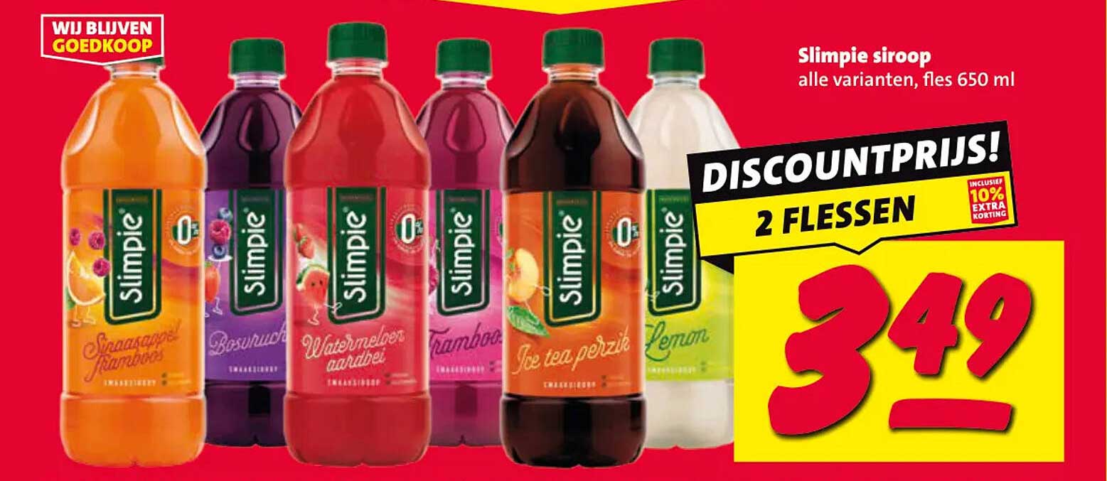 Slimpie siroop alle varianten, fles 650 ml DISCOUNTPRIJS! 2 FLESSEN