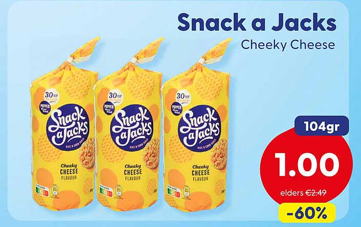 Snack a Jacks Cheeky Cheese 104gr -60%