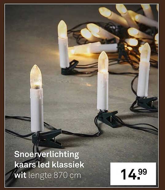 Snoerverlichting kaars led klassiek wit lengte 870 cm