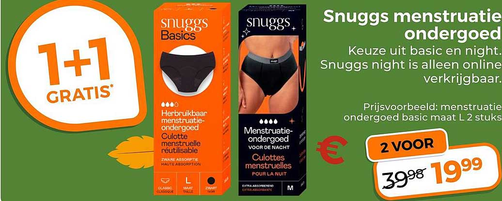Snuggs menstruatie ondergoed 2 VOOR 1+1 GRATIS