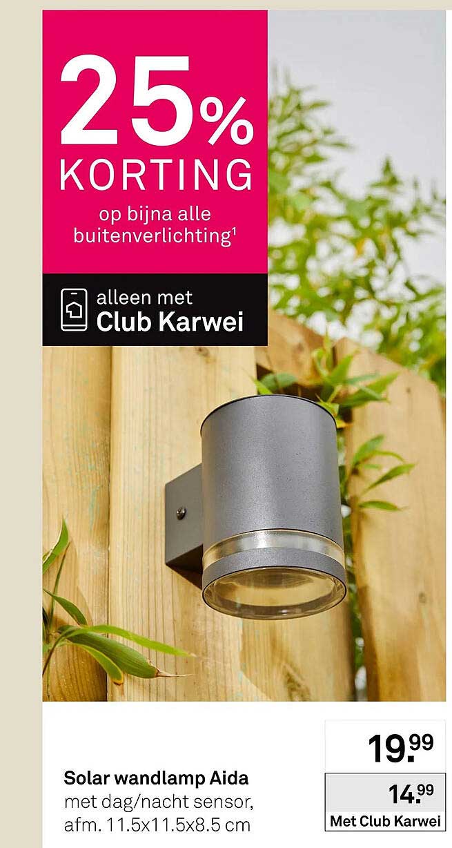 Solar wandlamp Aida met dag/nacht sensor, afm. 11.5x11.5x8.5 cm